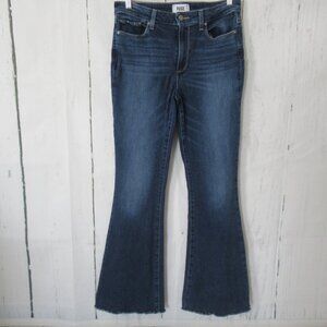 Paige Jeans 30 High Rise Bell Canyon Dark Distressed Flare Raw Hem